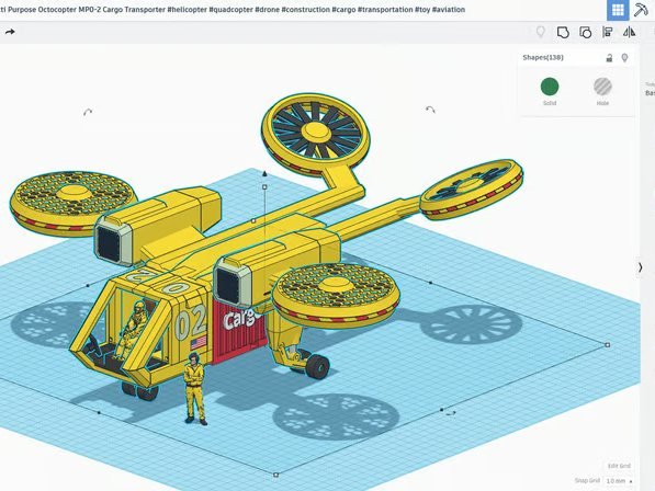 A 3D CAD model of an aircraft designed by a learner